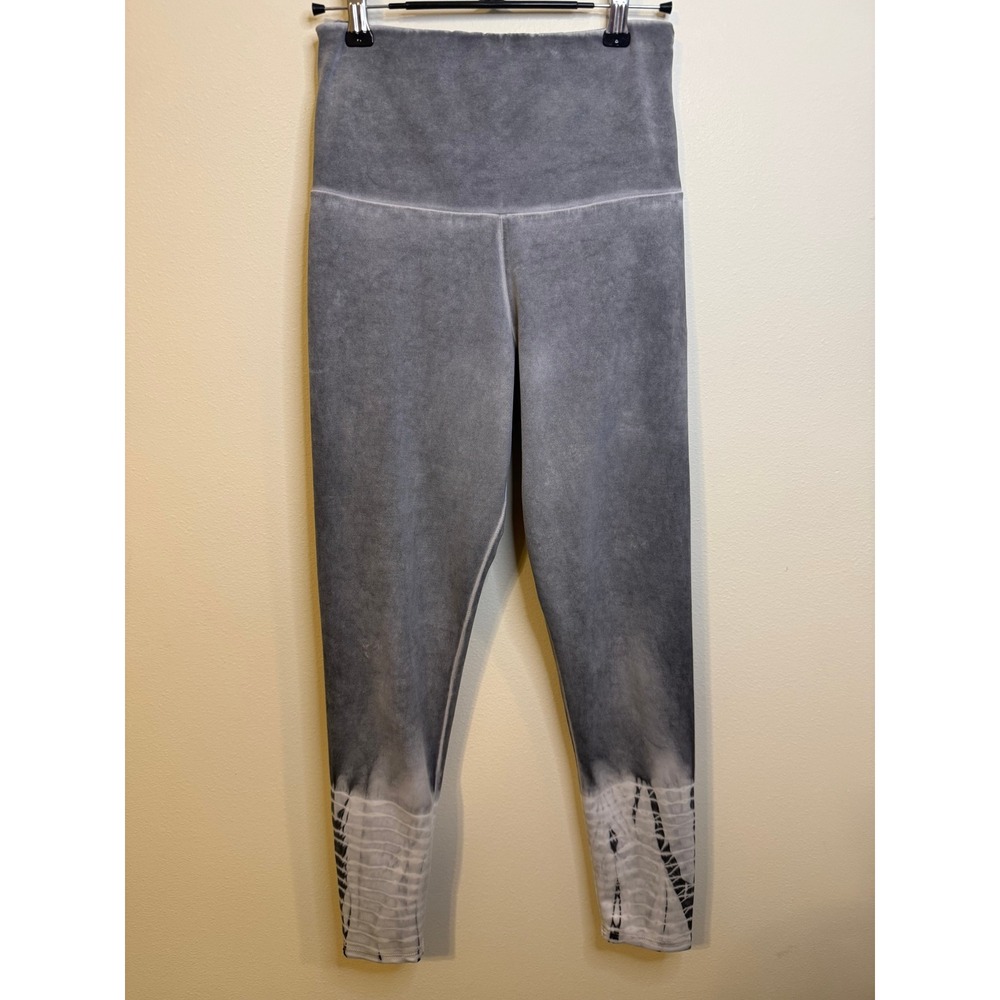 Onzie Flow Womens S/M Grey Acid Wash Tie Dye Leggings High Rise Yoga Midi Pants